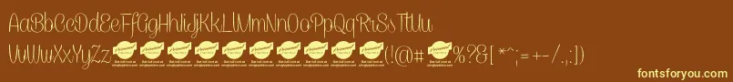 CaneletterscriptthinPersonaluse Font – Yellow Fonts on Brown Background