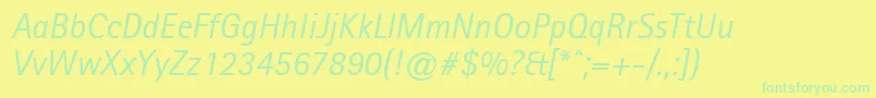 AgfarotissansserifItalic Font – Green Fonts on Yellow Background