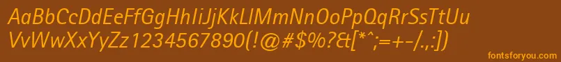 AgfarotissansserifItalic Font – Orange Fonts on Brown Background