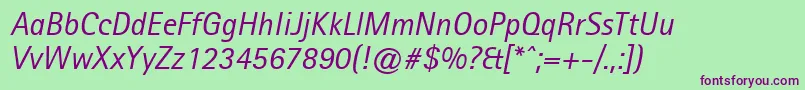 AgfarotissansserifItalic Font – Purple Fonts on Green Background