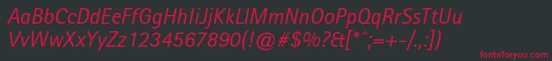 AgfarotissansserifItalic Font – Red Fonts on Black Background