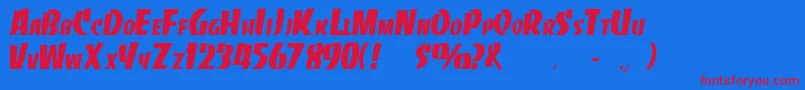 Czcionka Rsslabface – czerwone czcionki na niebieskim tle