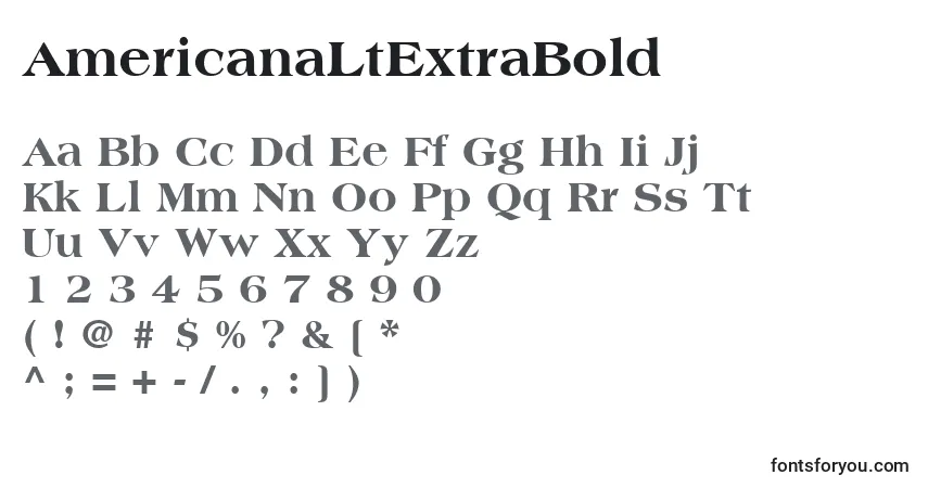 Schriftart AmericanaLtExtraBold – Alphabet, Zahlen, spezielle Symbole