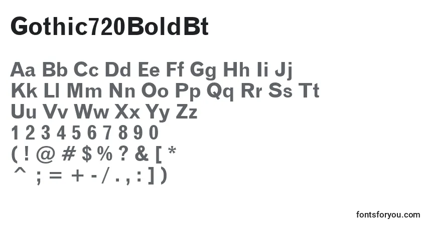 A fonte Gothic720BoldBt – alfabeto, números, caracteres especiais