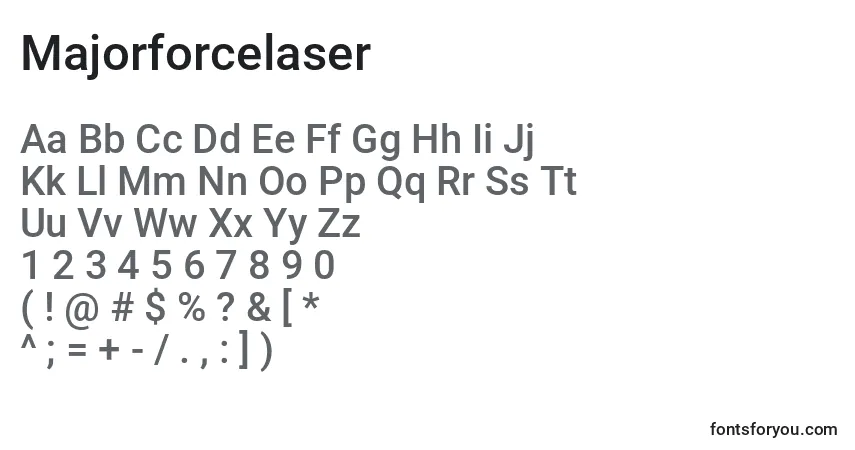 A fonte Majorforcelaser – alfabeto, números, caracteres especiais