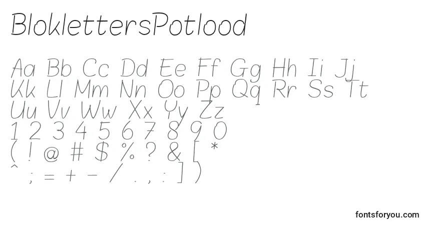 Czcionka BloklettersPotlood – alfabet, cyfry, specjalne znaki
