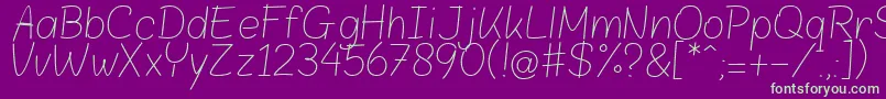 BloklettersPotlood Font – Green Fonts on Purple Background