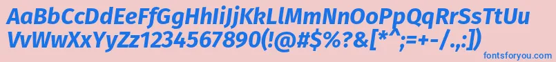 FirasansBolditalic-fontti – siniset fontit vaaleanpunaisella taustalla