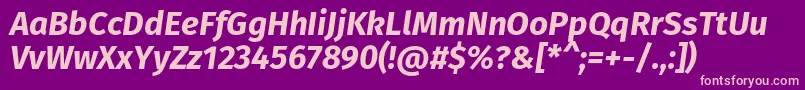 FirasansBolditalic-fontti – vaaleanpunaiset fontit violetilla taustalla