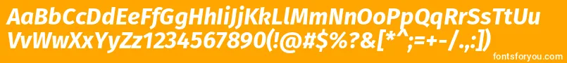 FirasansBolditalic-fontti – valkoiset fontit oranssilla taustalla