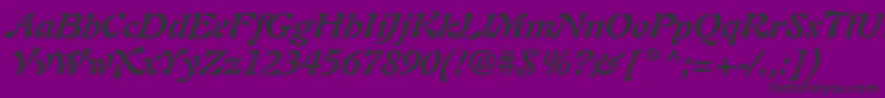 PaletteSsiBoldItalic-fontti – mustat fontit violetilla taustalla