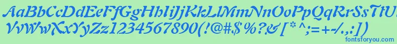 PaletteSsiBoldItalic Font – Blue Fonts on Green Background