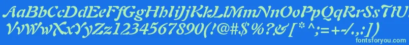 PaletteSsiBoldItalic Font – Green Fonts on Blue Background