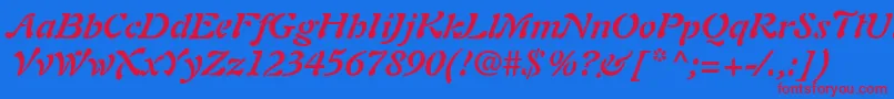 Шрифт PaletteSsiBoldItalic – красные шрифты на синем фоне