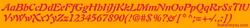 フォントPaletteSsiBoldItalic – オレンジの背景に赤い文字