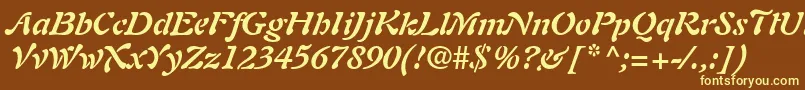 PaletteSsiBoldItalic Font – Yellow Fonts on Brown Background