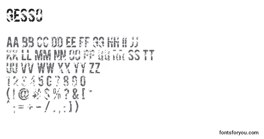 Czcionka Gesso – alfabet, cyfry, specjalne znaki