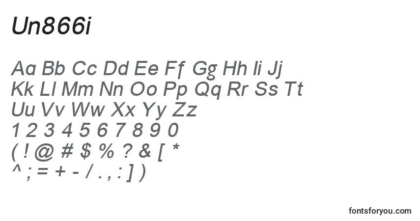 A fonte Un866i – alfabeto, números, caracteres especiais