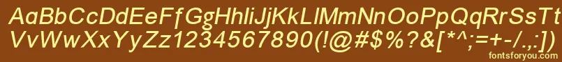Un866i-fontti – keltaiset fontit ruskealla taustalla