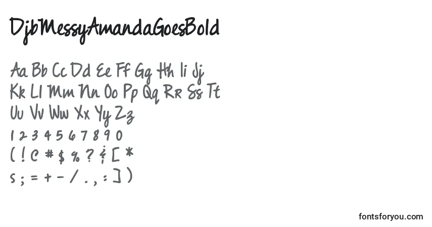 DjbMessyAmandaGoesBold Font – alphabet, numbers, special characters