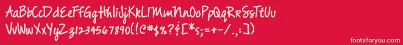 DjbMessyAmandaGoesBold Font – Pink Fonts on Red Background