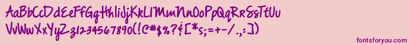 DjbMessyAmandaGoesBold Font – Purple Fonts on Pink Background