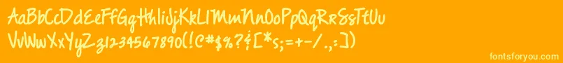 DjbMessyAmandaGoesBold Font – Yellow Fonts on Orange Background