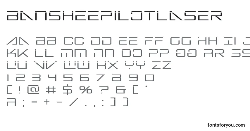 Czcionka Bansheepilotlaser – alfabet, cyfry, specjalne znaki