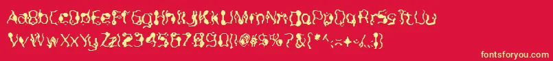 フォントPurple – 黄色の文字、赤い背景