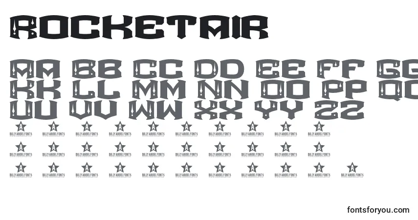 characters of rocketair font, letter of rocketair font, alphabet of  rocketair font