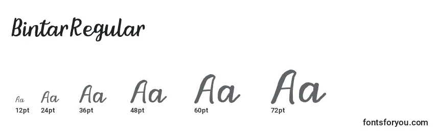 sizes of bintarregular font, bintarregular sizes