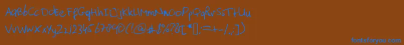 Weitere Informationen zur Typischvoornu2014-Schriftart Typischvoornu2014-Schriftart – Blaue Schriften auf braunem Hintergrund
