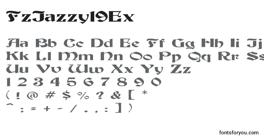 A fonte FzJazzy19Ex – alfabeto, números, caracteres especiais
