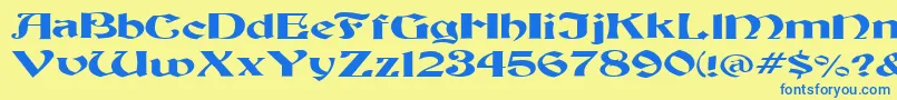 フォントFzJazzy19Ex – 青い文字が黄色の背景にあります。