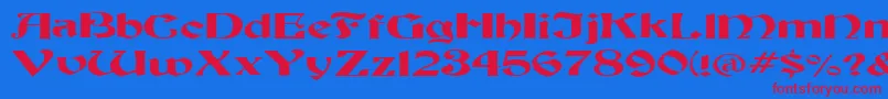Czcionka FzJazzy19Ex – czerwone czcionki na niebieskim tle