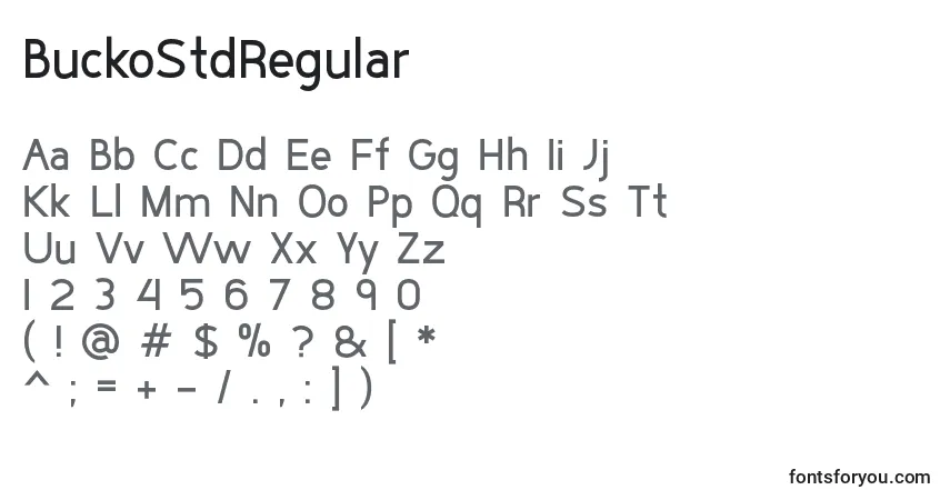 BuckoStdRegular Font – alphabet, numbers, special characters