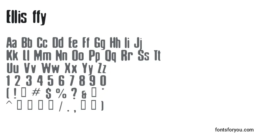 A fonte Ellis ffy – alfabeto, números, caracteres especiais