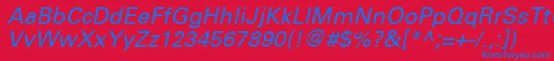 UniversCe55Oblique Font – Blue Fonts on Red Background