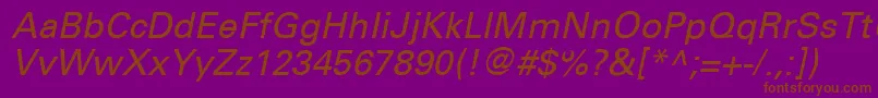 UniversCe55Oblique Font – Brown Fonts on Purple Background