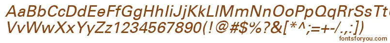 Шрифт UniversCe55Oblique – коричневые шрифты на белом фоне