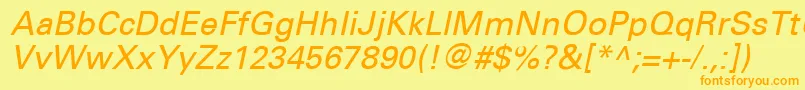 UniversCe55Oblique Font – Orange Fonts on Yellow Background