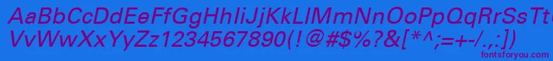 UniversCe55Oblique Font – Purple Fonts on Blue Background