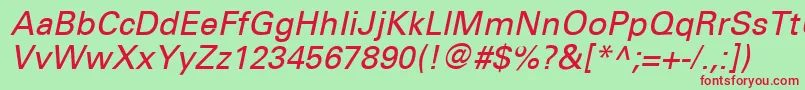 UniversCe55Oblique Font – Red Fonts on Green Background