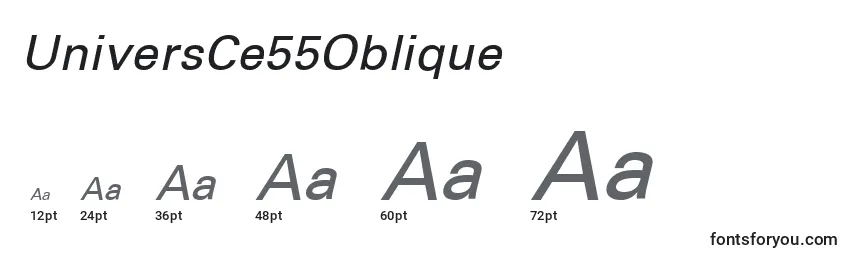 Размеры шрифта UniversCe55Oblique