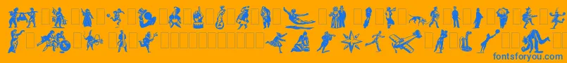 Dfprimitivestwo Font – Blue Fonts on Orange Background