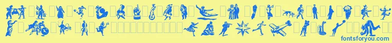 Dfprimitivestwo Font – Blue Fonts on Yellow Background