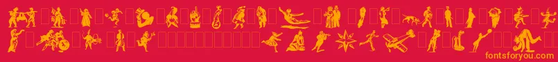 Dfprimitivestwo Font – Orange Fonts on Red Background