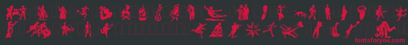 フォントDfprimitivestwo – 黒い背景に赤い文字