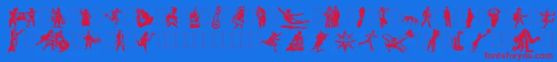 Dfprimitivestwo Font – Red Fonts on Blue Background