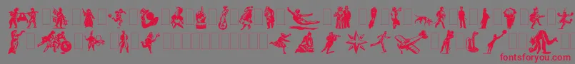 Dfprimitivestwo Font – Red Fonts on Gray Background